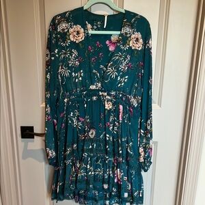 Free People Floral Teal Dress